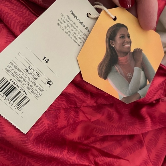 FE NOEL x Target Red Bat Sleeve V Neck Midi Dress Size 14 NWT Natalie Morales - Picture 13 of 13